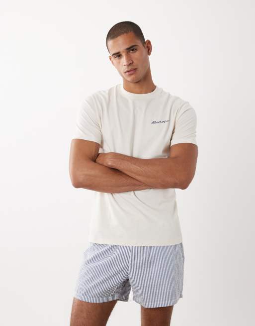 Threadbare – Kurzärmliges T-Shirt in Ecru mit Print auf dem Rücken, 2 von 5