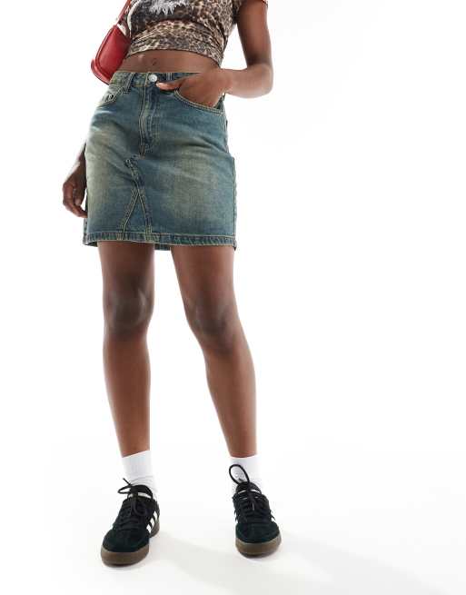 Threadbare – Kurzer Jeansrock in Vintage-Waschung