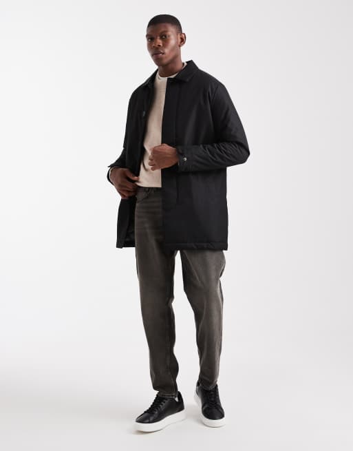 Threadbare – Kurzer Trenchcoat in Schwarz mit Knopfleiste, 2 von 5
