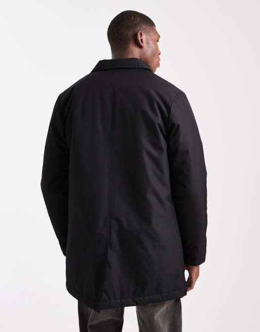 Threadbare – Kurzer Trenchcoat in Schwarz mit Knopfleiste, 3 von 5