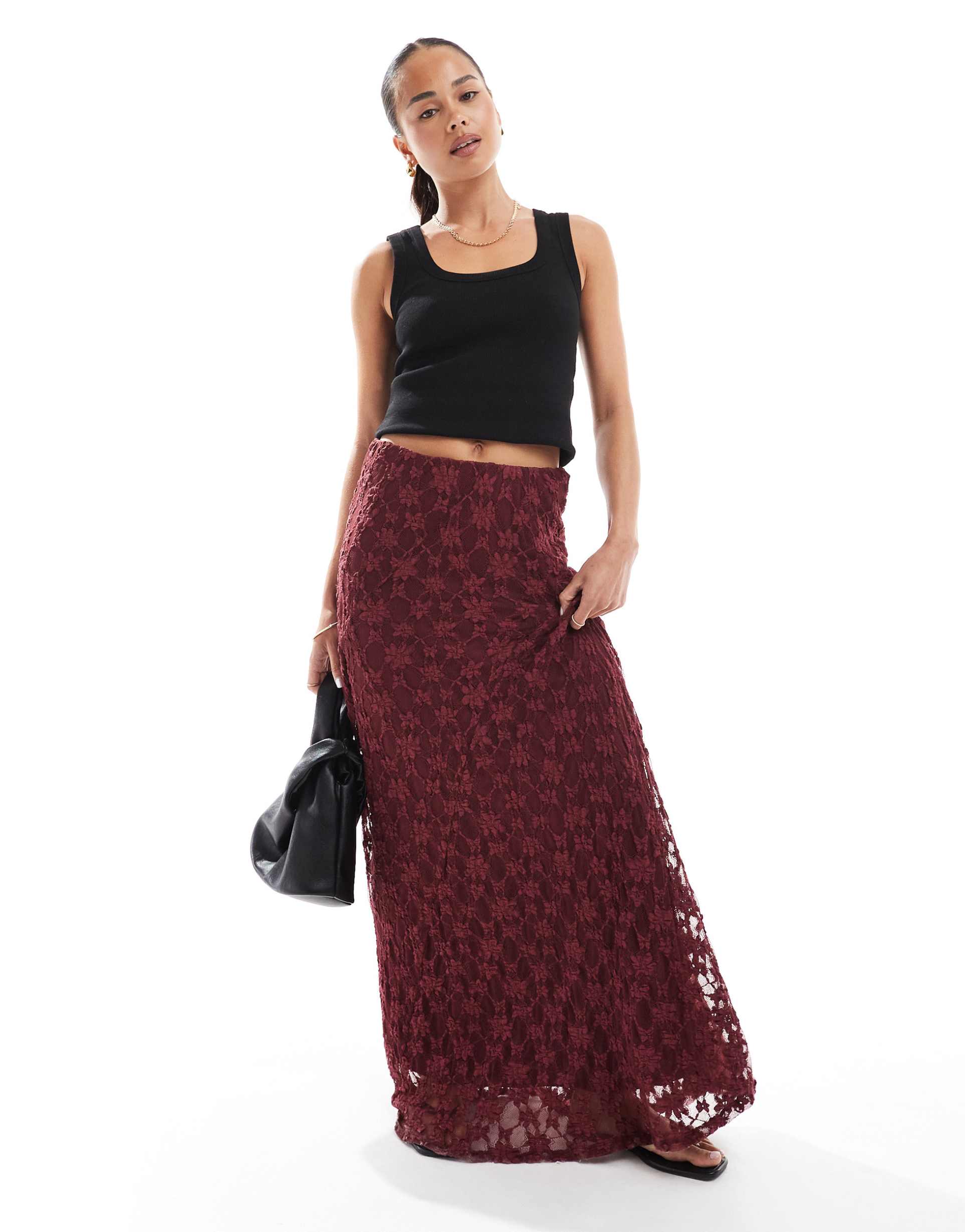 threadbare lace maxi skirt in fig
