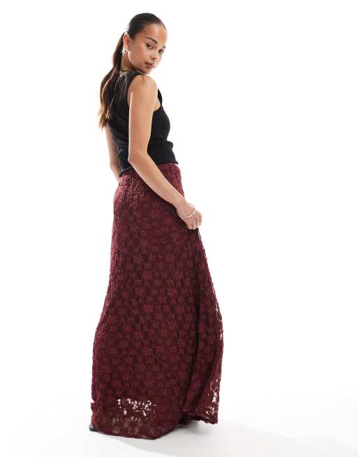 Threadbare lace maxi skirt in fig