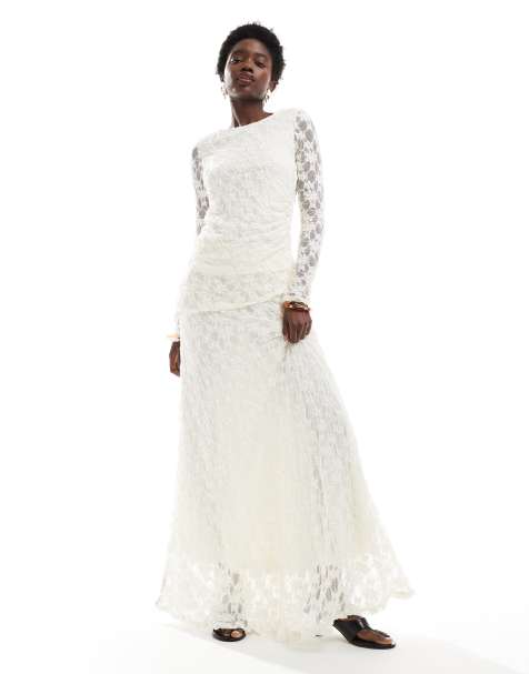 Threadbare lace maxi skirt in ivory (part of a set) - view 1