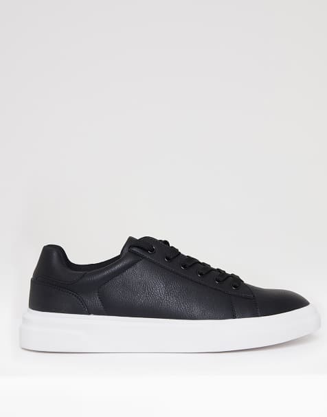 Threadbare Lace up court trainers in black - view 1