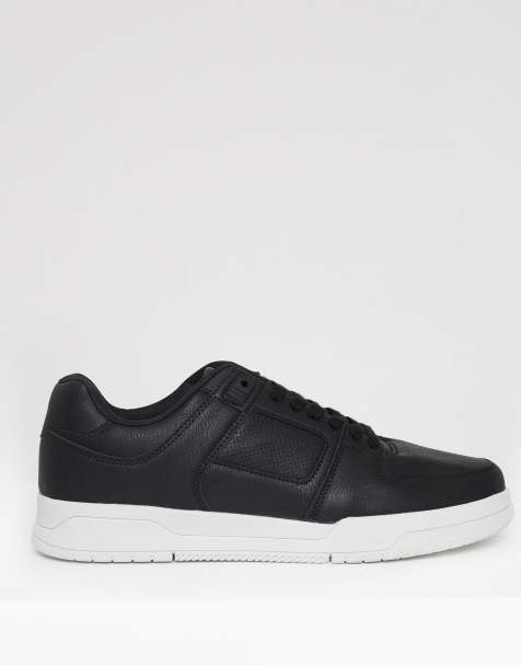 Threadbare Lace up court trainers in black - view 1