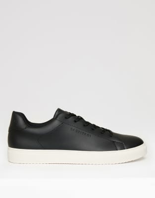  Lace-up faux leather court trainers 