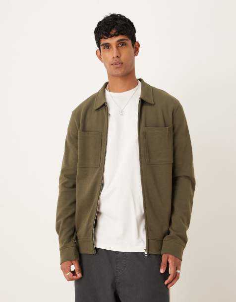 Threadbare – Langärmlige Hemdjacke aus Baumwollmix in Khaki - view 1