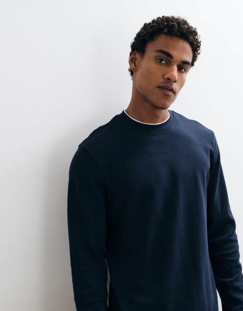 Threadbare langärmliges Baumwoll-T-Shirt in Marineblau - view 1