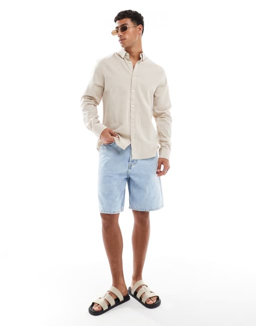 Threadbare – Langärmliges Hemd in Steinbeige, 2 von 4