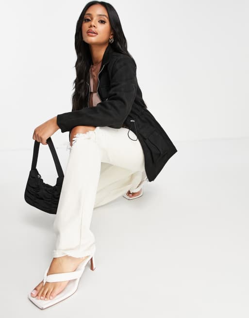 Threadbare Laurence PU jacket with ring detailing in black, 4 of 4