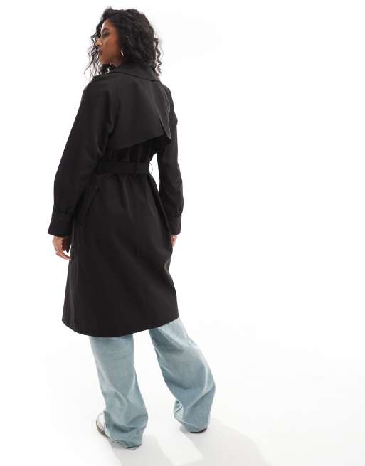 Threadbare – Leichter Longline-Trenchcoat in Schwarz ASOS