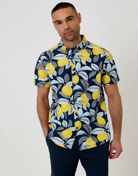 Threadbare Lemon print cotton short sleeve shirt in multi - view 1