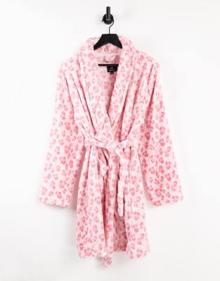 pink leopard dressing gown