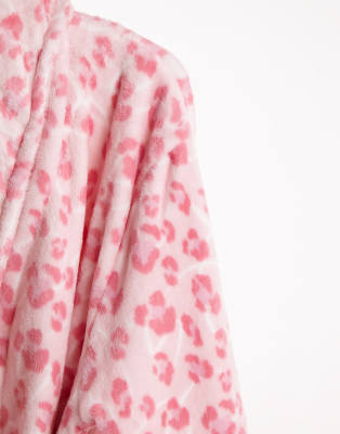 pink leopard print dressing gown