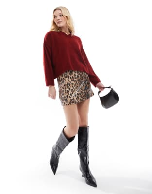 Threadbare Leopard Print Sequin Mini Skirt-brown In Brown