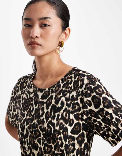 Threadbare – Leopardmönstrad miniklänning i jersey med korta ärmar, 3 av 4