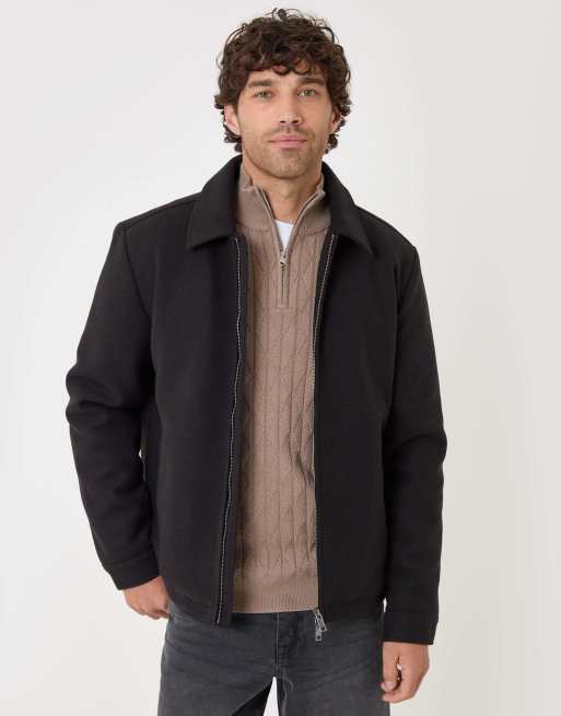 Threadbare Lightweight collared jacket in black, 2 of 5