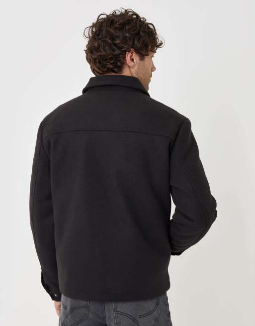 Threadbare Lightweight collared jacket in black, 4 of 5