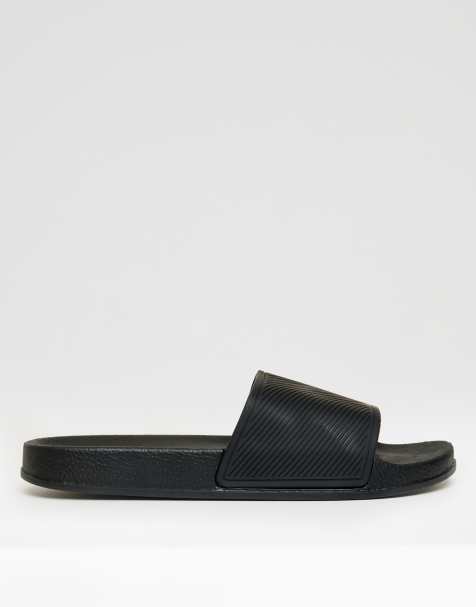 Threadbare Lightweight cushioned sliders in black - view 1