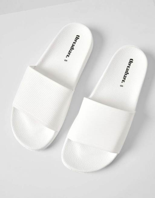 Threadbare Lightweight cushioned sliders in white, 2 of 4