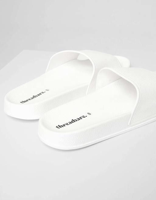 Threadbare Lightweight cushioned sliders in white, 3 of 4