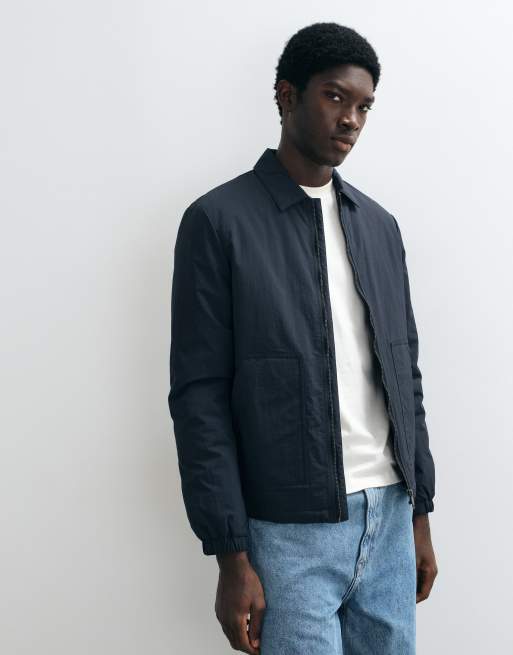 Threadbare lightweight padded zip thru jacket in navy		, 2 of 5