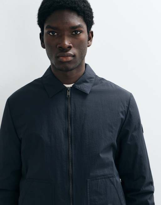 Threadbare lightweight padded zip thru jacket in navy		, 4 of 5