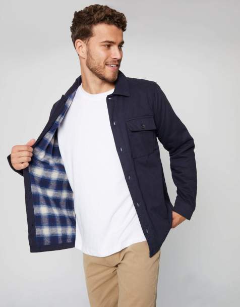 Threadbare Lightweight shacket in navy - view 1