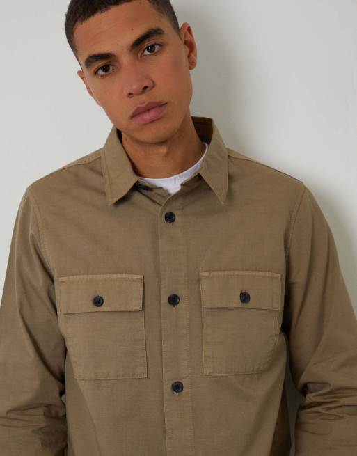 Threadbare Lightweight shacket in taupe, 3 of 4