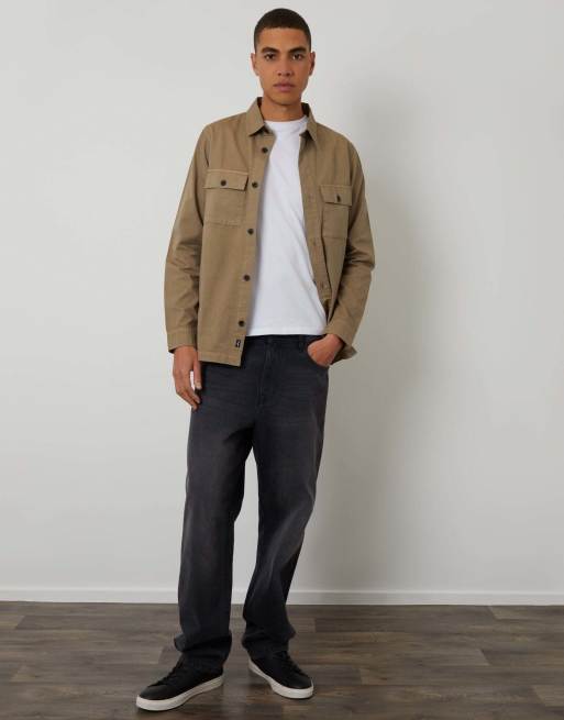 Threadbare Lightweight shacket in taupe, 4 of 4