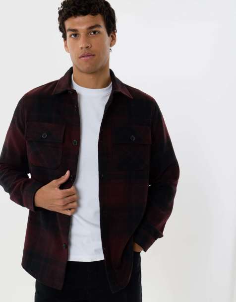 Threadbare Lightweight shacket with pockets in burgundy - view 1