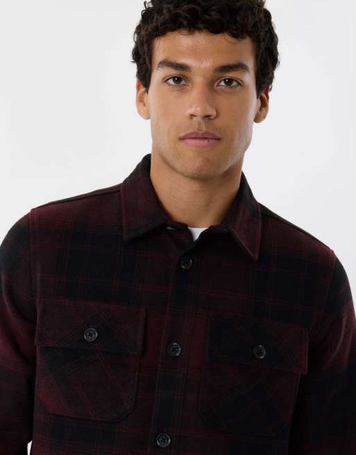 Threadbare Lightweight shacket with pockets in burgundy, 3 of 5