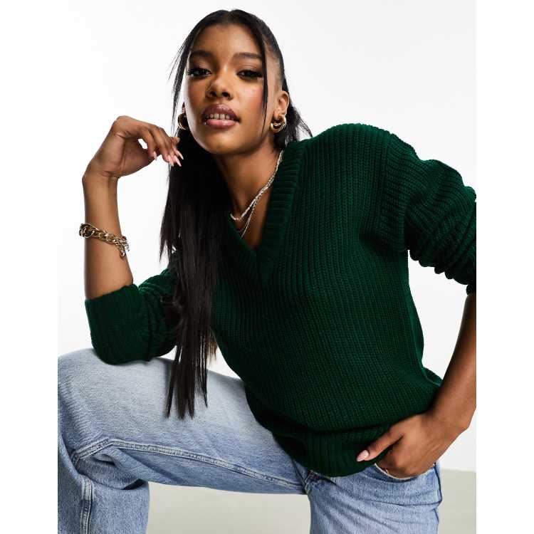 V neck green clearance jumper