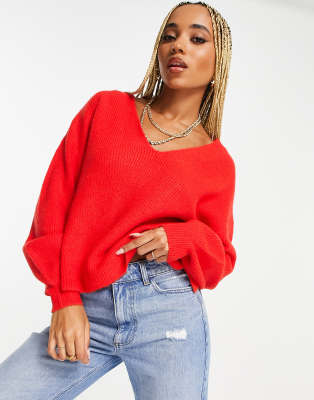 red slouch jumper