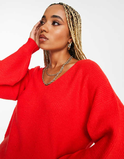 Red best sale slouchy sweater