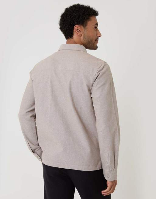 Threadbare Linen blend lightweight shacket in taupe, 2 of 5