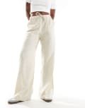 [Threadbare] Threadbare linen blend pants in stone with elasticated waist-White 14 WHITE