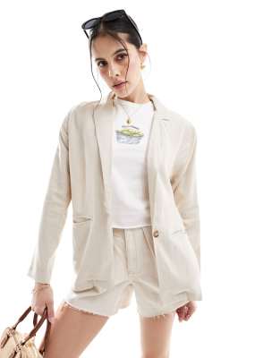 Threadbare Threadbare linen blend soft blazer in off white