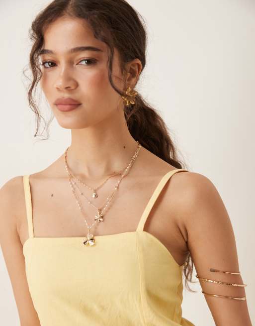 Threadbare Linen blend square neck midi dress in yellow, 3 of 4