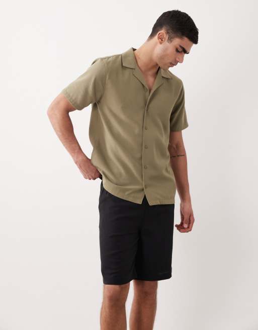 Threadbare linen mix knee length shorts in black, 2 of 5