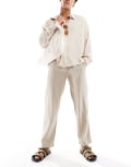 [Threadbare] Threadbare linen mix relaxed pants in stone-Neutral L STONE