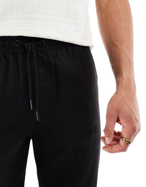 Threadbare linen mix relaxed trouser in black, 4 of 5