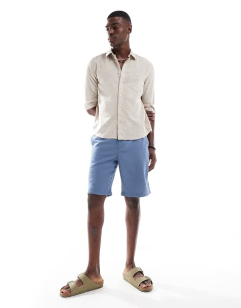 Threadbare linen rich chino shorts in navy - view 1