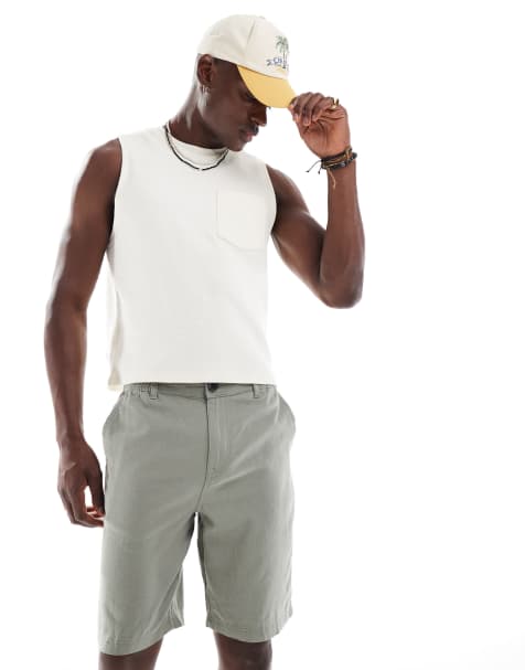 Threadbare linen rich chino shorts in sage green - view 1
