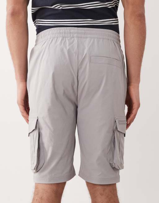 Threadbare – Ljusgrå cargoshorts med dragsko i midjan, 5 av 5