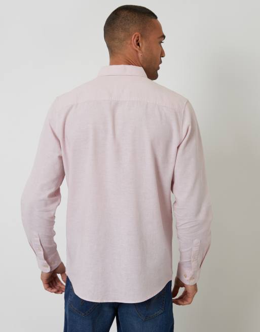 Threadbare – Ljusrosa skjorta i linnemix med långa ärmar, 4 av 4