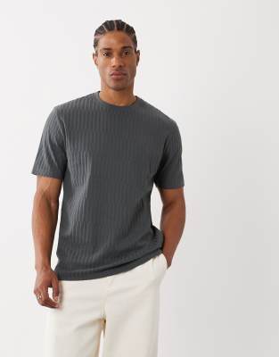 Locker geschnittenes T-Shirt in Anthrazit mit Rundhalsausschnitt-Grau Grau M