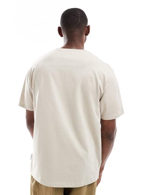 Threadbare – Locker geschnittenes T-Shirt in Steinbeige mit Brusttasche, 220 g/m², 4 von 4