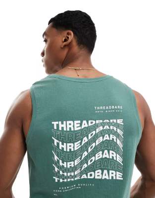 logo print tank in dark forest green