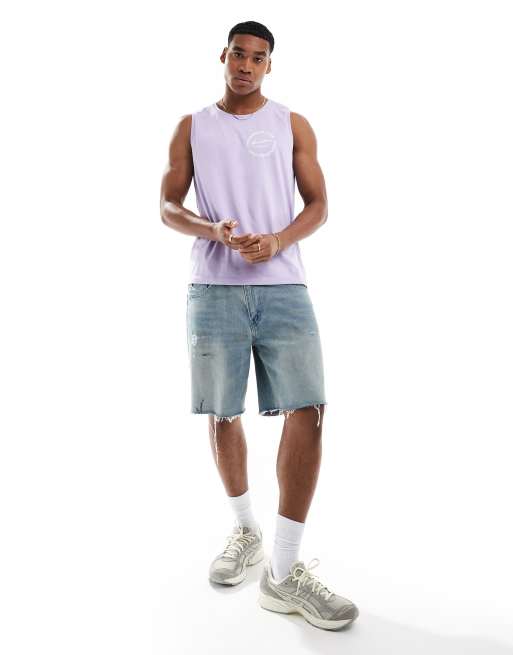 Threadbare logo print tank top in lavender | ASOS